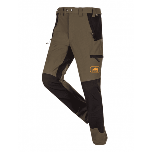 Front view of Khaki climbing trousers by SIP Protection