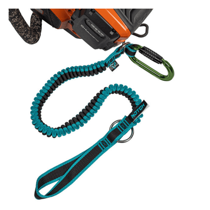 Notch Quick Cinch Chainsaw Lanyard teal and black with silver ring
