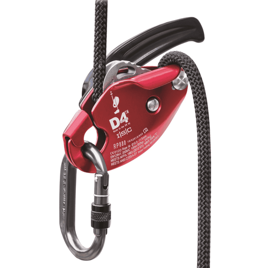 ISC D4 Work/Rescue Descender with rope and carabiner