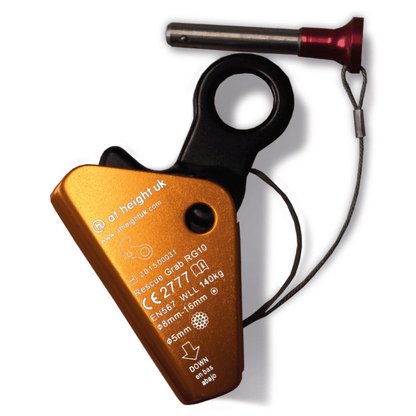 At Height Rescue Grab orange in colour with red pin attached by wire