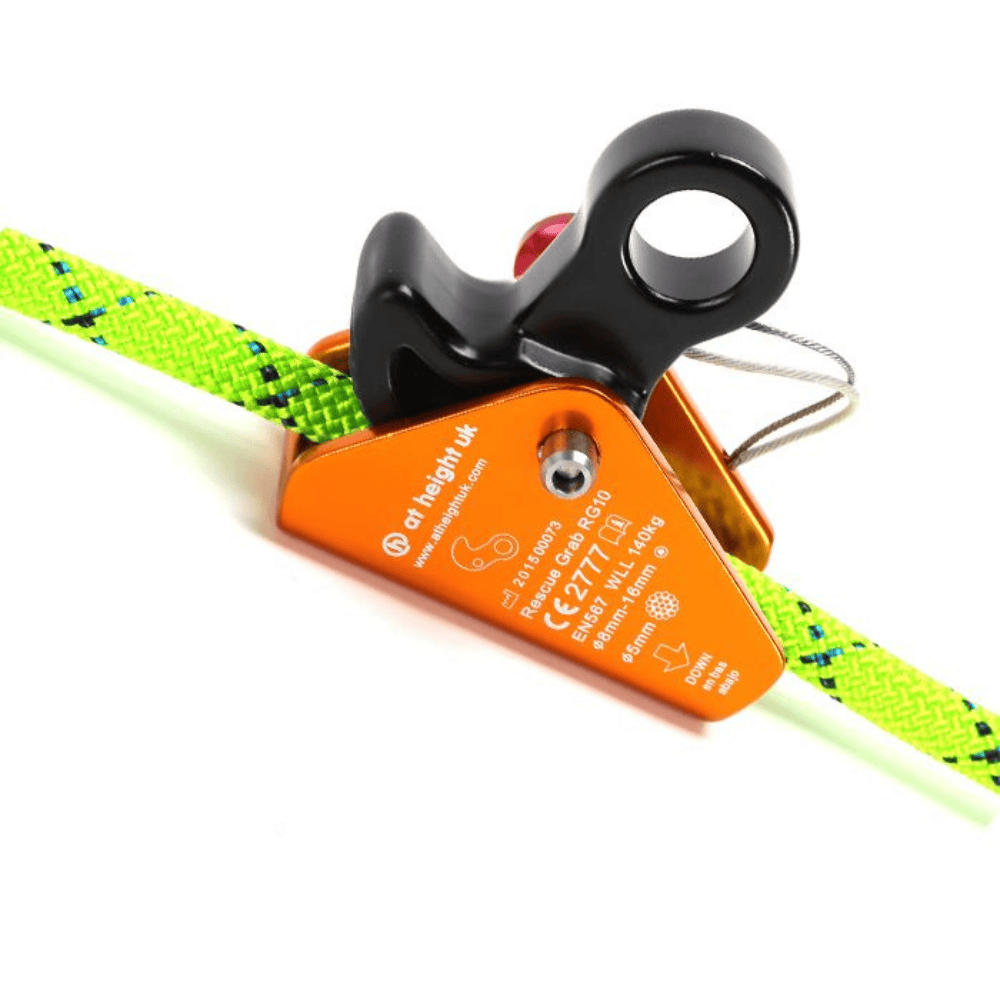 At Height Rescue Grab with fluro green rope running through the device