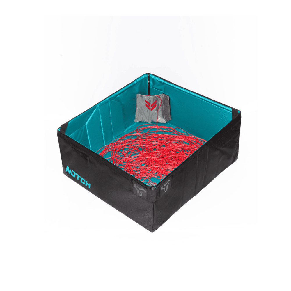 Notch Throwline Pop-up Box open with showing red throwline
