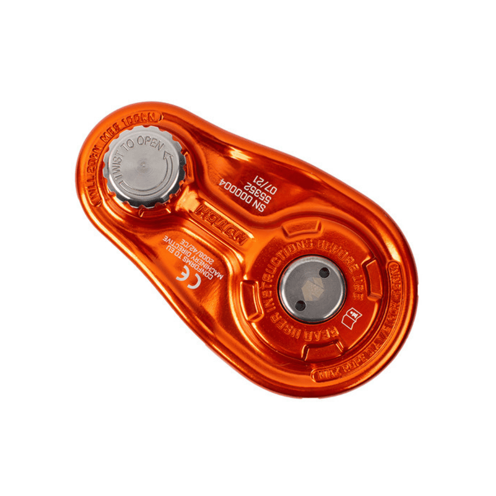 Notch 1/2" Rigging Block in bright orange colour for ease of visibility