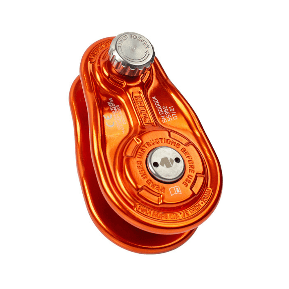 Notch 1/2" Rigging Block in bright orange colour for ease of visibility