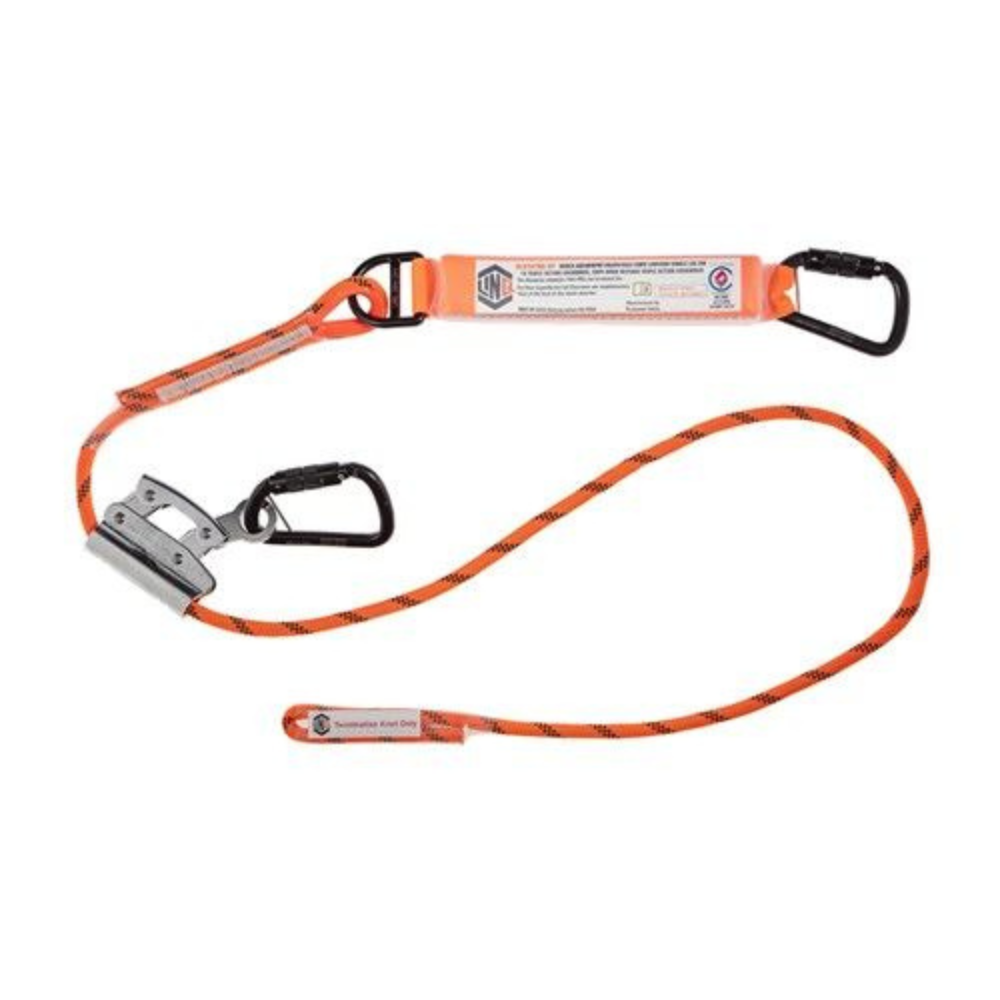LINQ 2M Shock Absorb Adj. Rope Lanyard 1 X Triple Action Carabiner, 1 X Rope Grab To Tri Act Carabiner