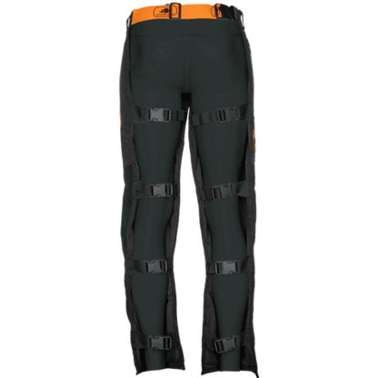 SIP Roadrunner chaps back view with click-on click-off systems