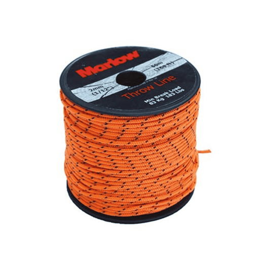 Marlow Excel Throwline orange rope with black fleck on black speel