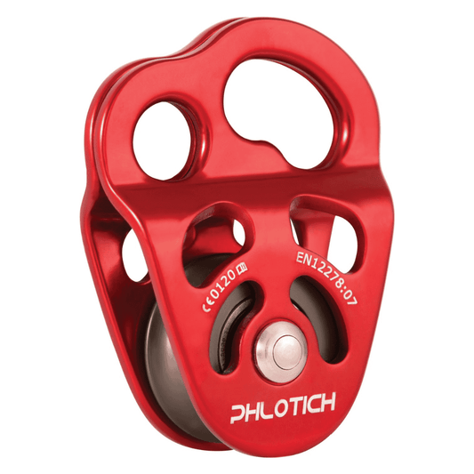 ISC Phlotich Pulley Bushing or Bearing red device with multiple holes for carabiners